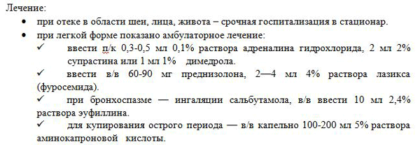 Отек квинке карта вызова скорой медицинской помощи